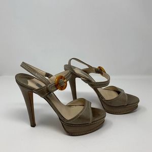 Prada strappy stacked heel slingback